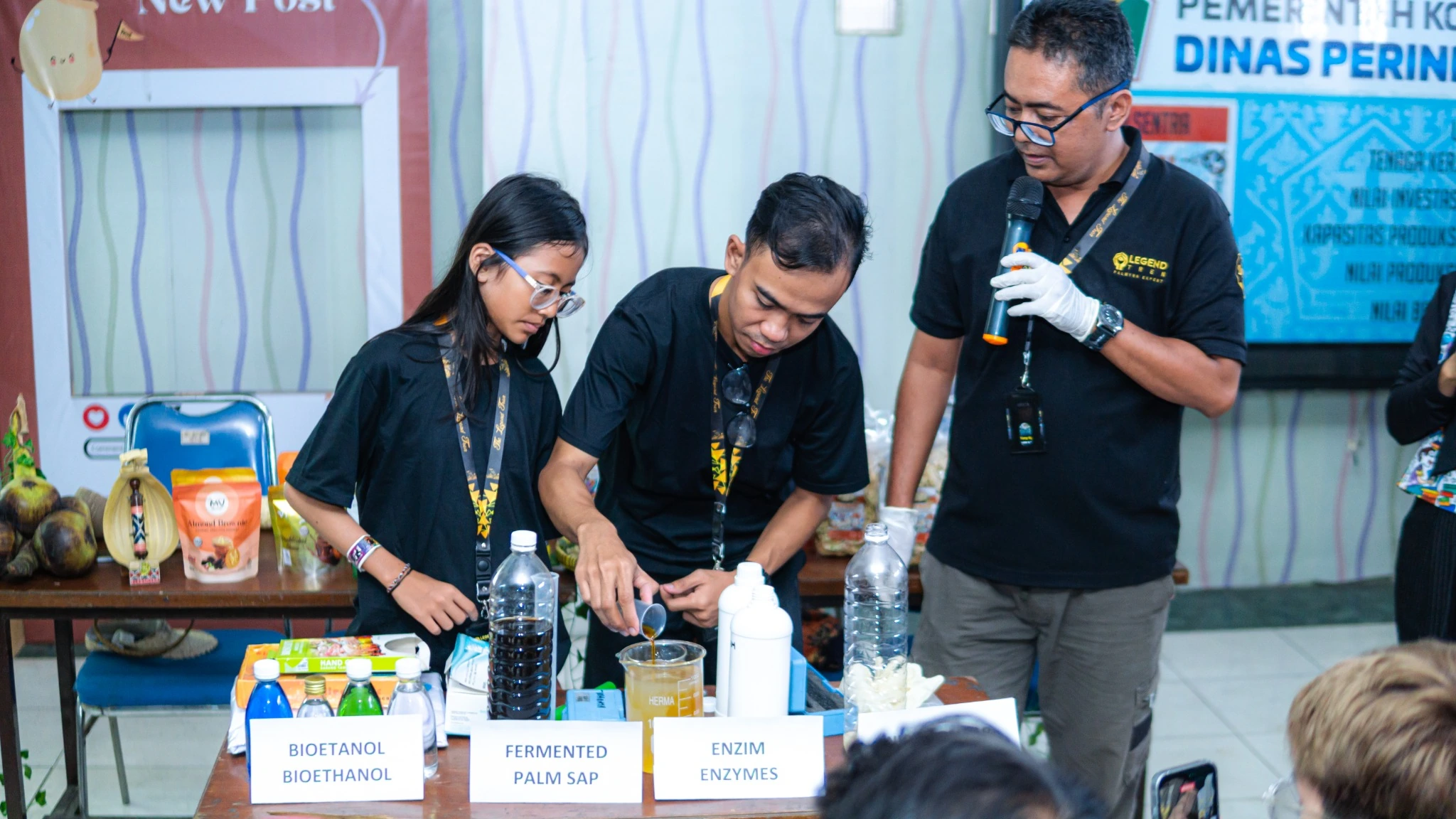 Legend Tren hands-on innovation demonstration with bioethanol, fermented palm sap, and enzyme research